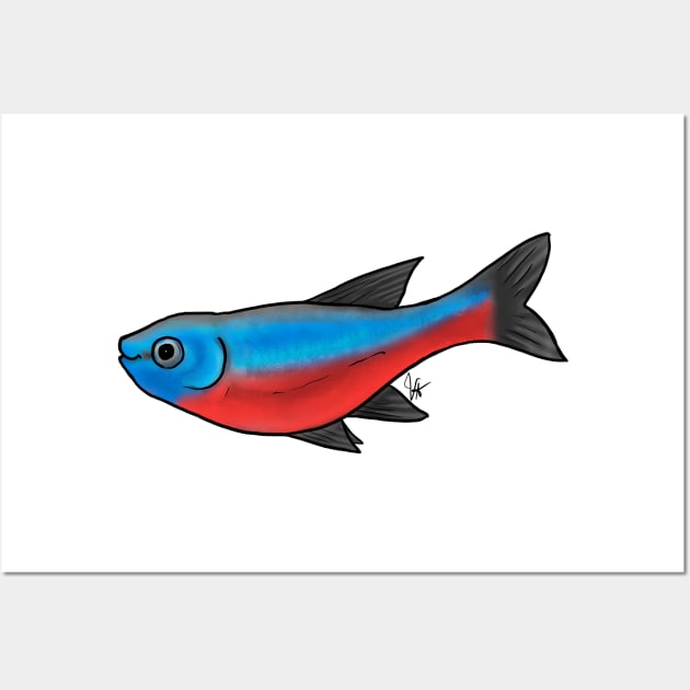 Fish - Tetras - Cardinal Tetra Wall Art by Jen's Dogs Custom Gifts and Designs